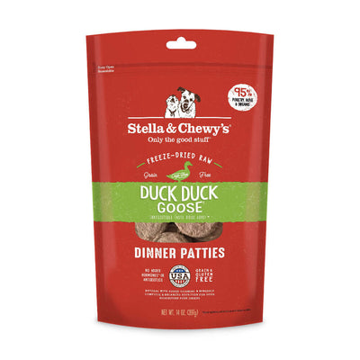 Stella & Chewy's Duck Duck Goose Freeze-Dried Raw Dinner Patties, 95% poultry, nutrient-rich, complete and balanced dog food