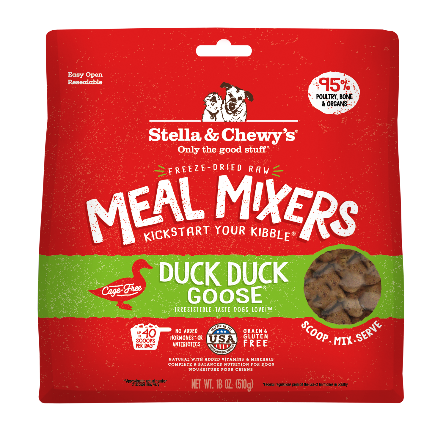 Stella & Chewy's Duck Duck Goose Freeze-Dried Raw Dog Meal Mixers