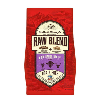 Stella & Chewy's Free Range Recipe Raw Blend Grain-Free Kibble with Lamb, Goat & Elk, packed with healthy ingredients.