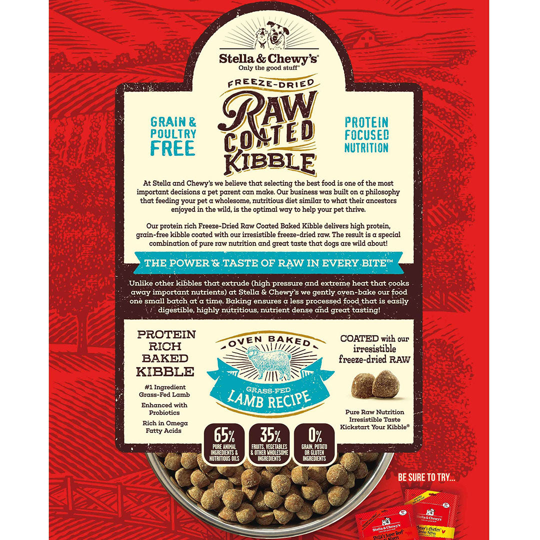 Stella & Chewy's Freeze-Dried Raw Coated Kibble Grass-Fed Lamb Grain-Free Dog Food