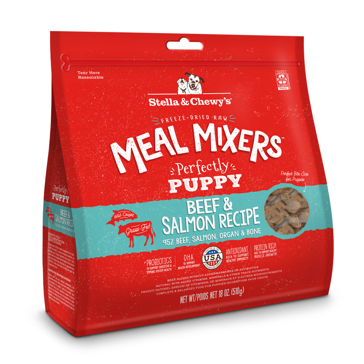 Stella & Chewy's Perfectly Puppy Beef & Salmon Freeze-Dried Raw Dog Meal Mixers