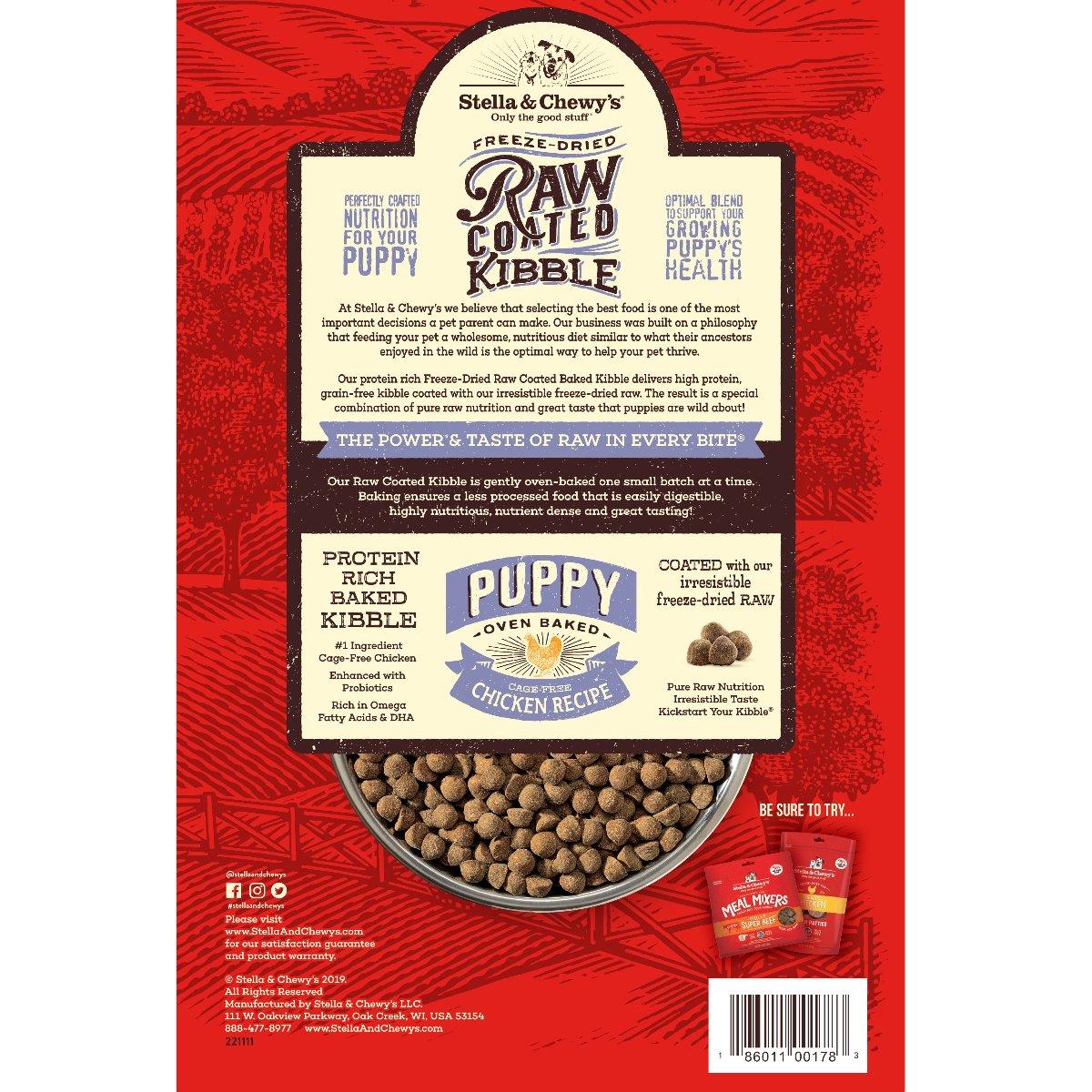 Stella & Chewy's Puppy Freeze-Dried Raw Coated Kibble Cage-Free Chicken Grain-Free Dry Food