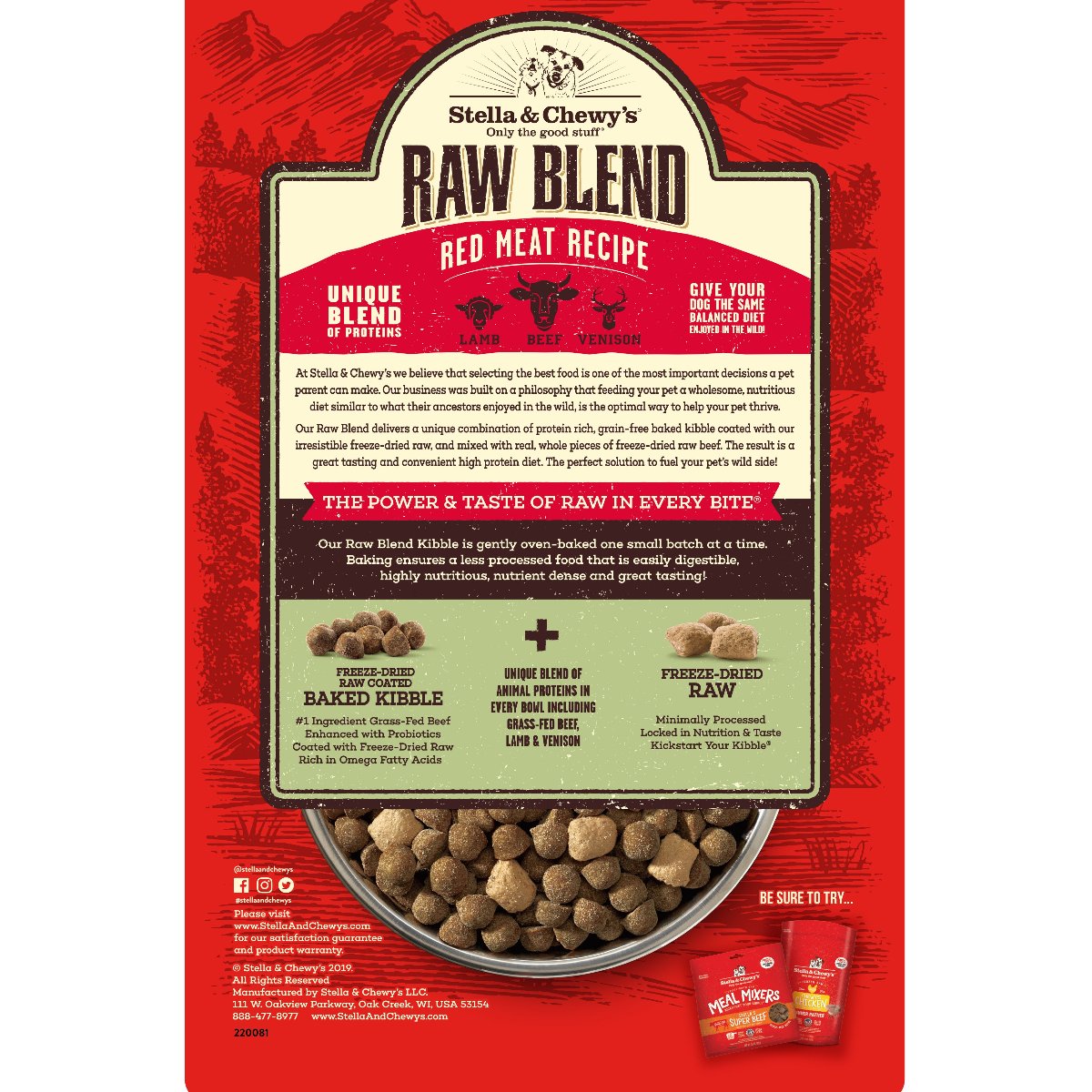 Stella & Chewy's Red Meat Recipe Freeze-Dried Raw Blend Grain-Free Kibble