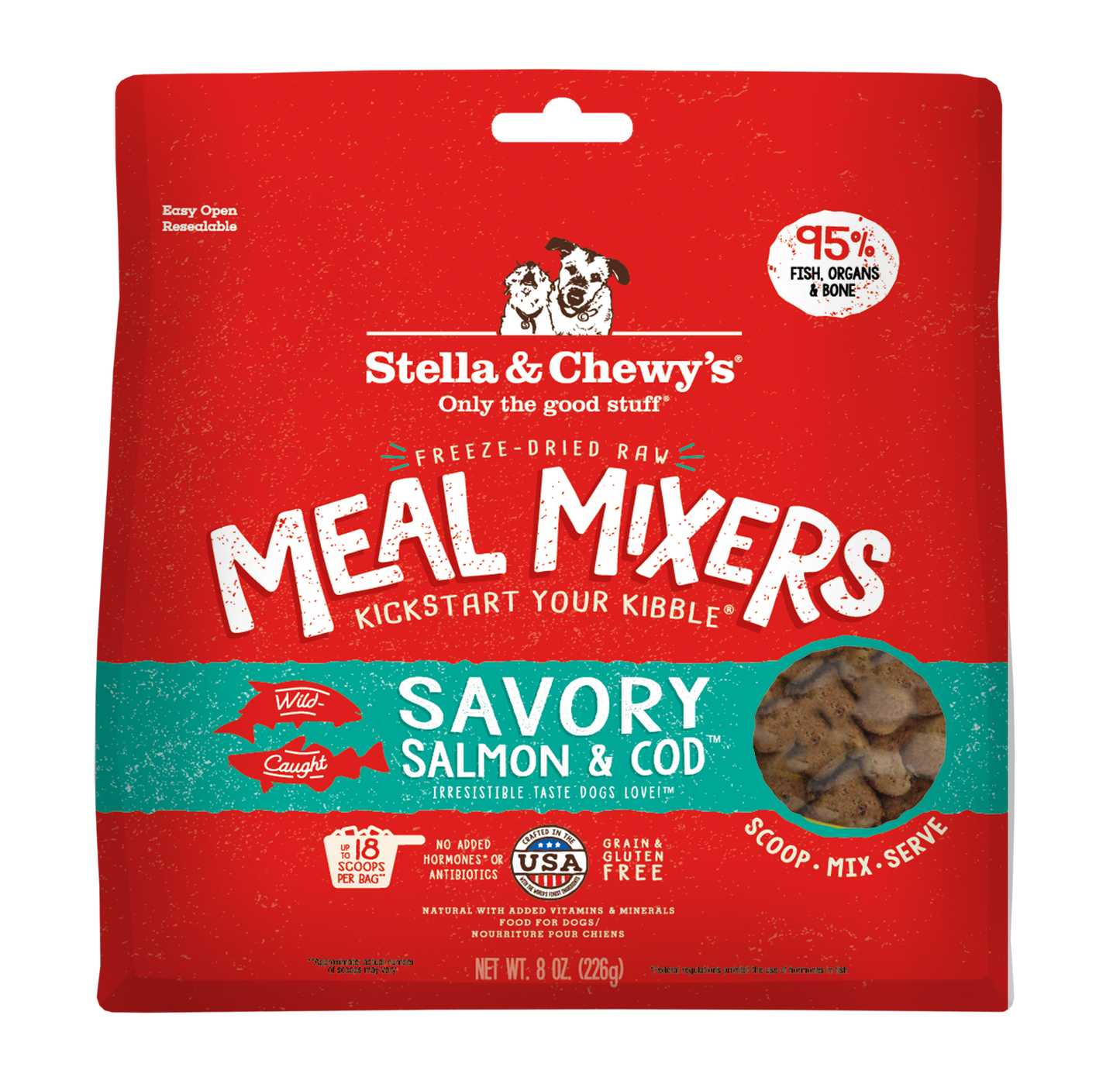 Stella & Chewy's Savoury Salmon & Cod Freeze-Dried Raw Dog Meal Mixers