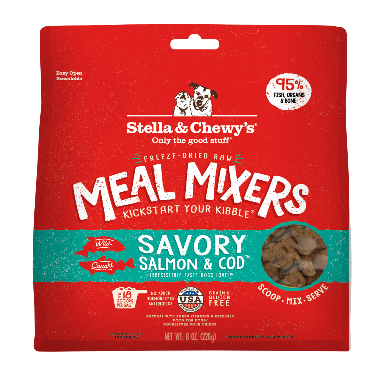 Stella & Chewy's Savoury Salmon & Cod Freeze-Dried Raw Dog Meal Mixers