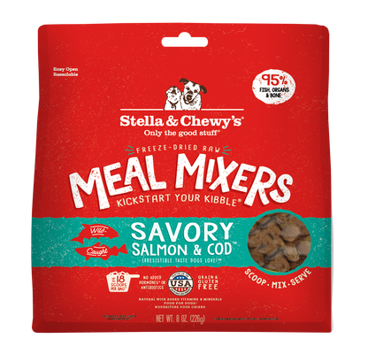 Stella & Chewy's Savoury Salmon & Cod Freeze-Dried Raw Dog Meal Mixers