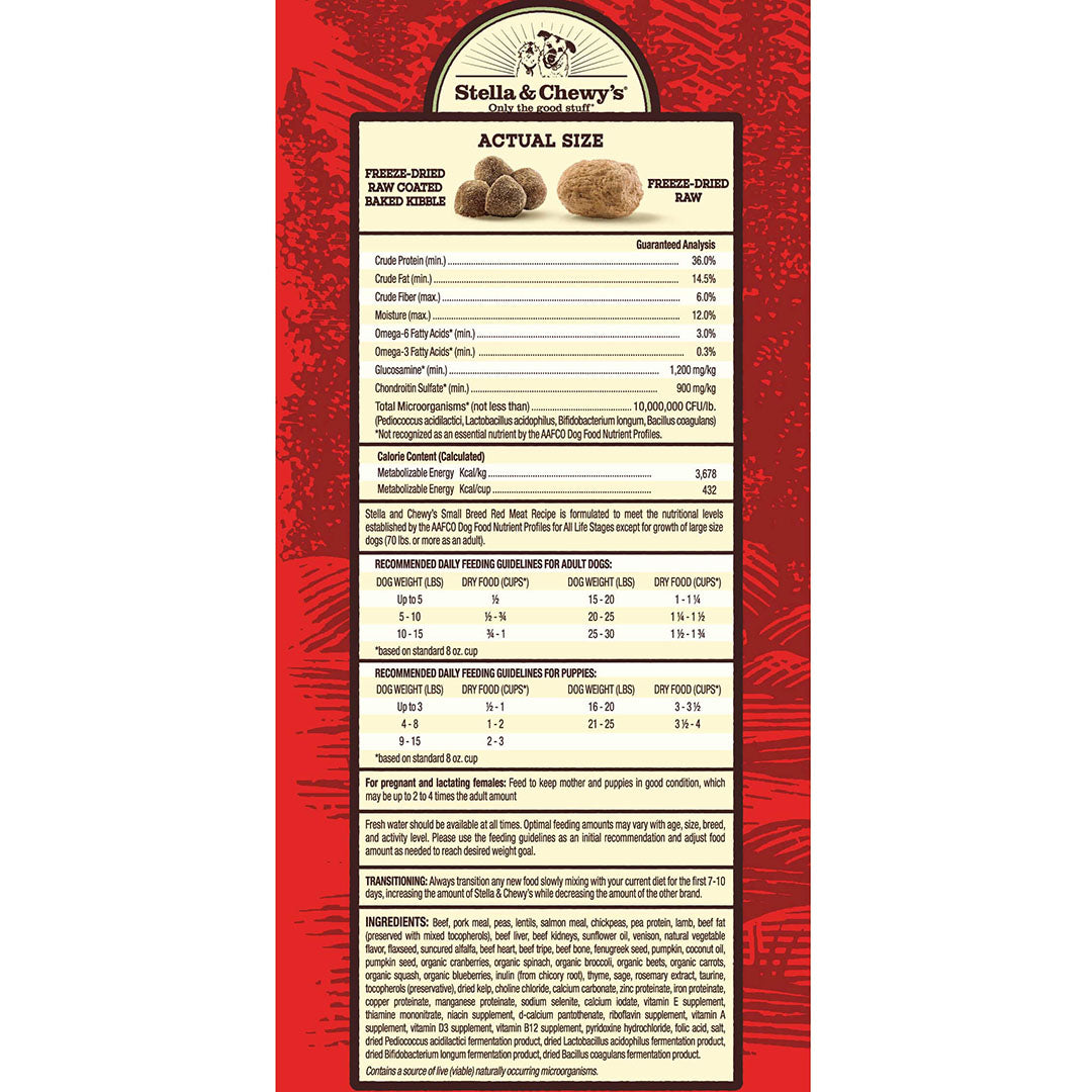 Stella & Chewy's Small Breed Red Meat Recipe Freeze-Dried Raw Blend Grain-Free Kibble