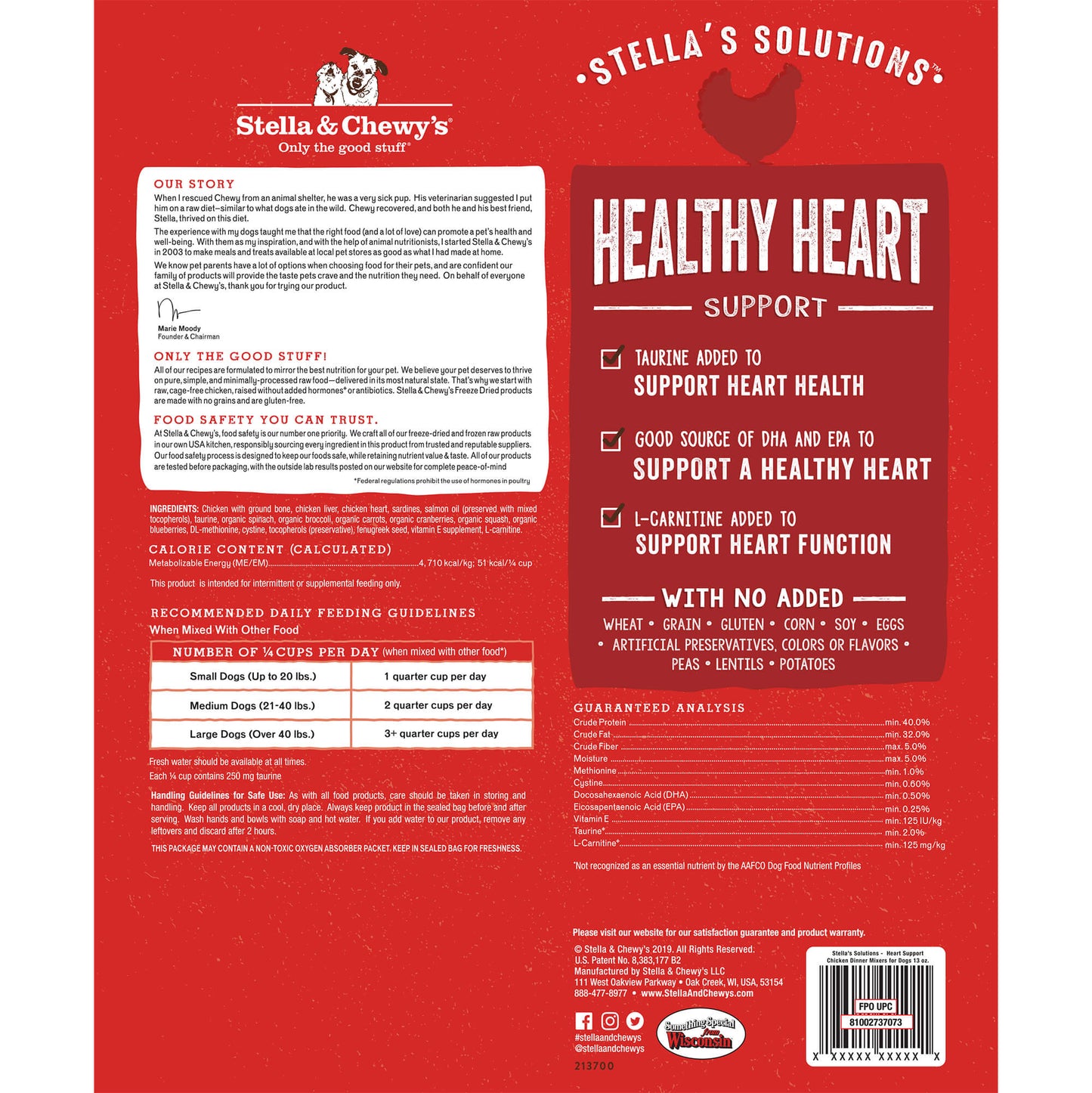 Stella & Chewy's Stella's Solutions Healthy Heart Support Chicken Freeze-Dried Raw Dog Meal or Topper