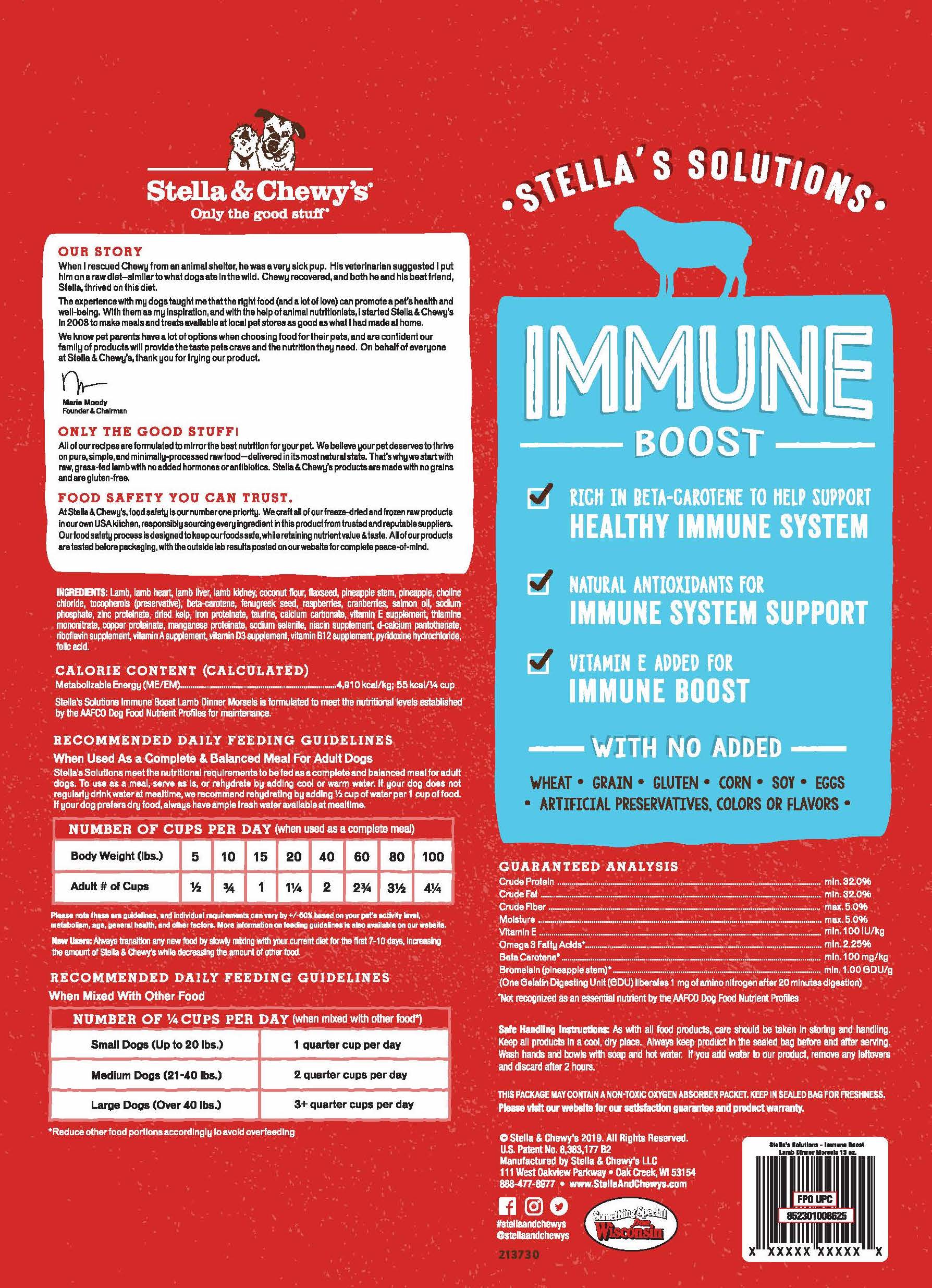 Stella & Chewy's Stella's Solutions Immune Boost Lamb Freeze-Dried Raw Dog Meal or Topper