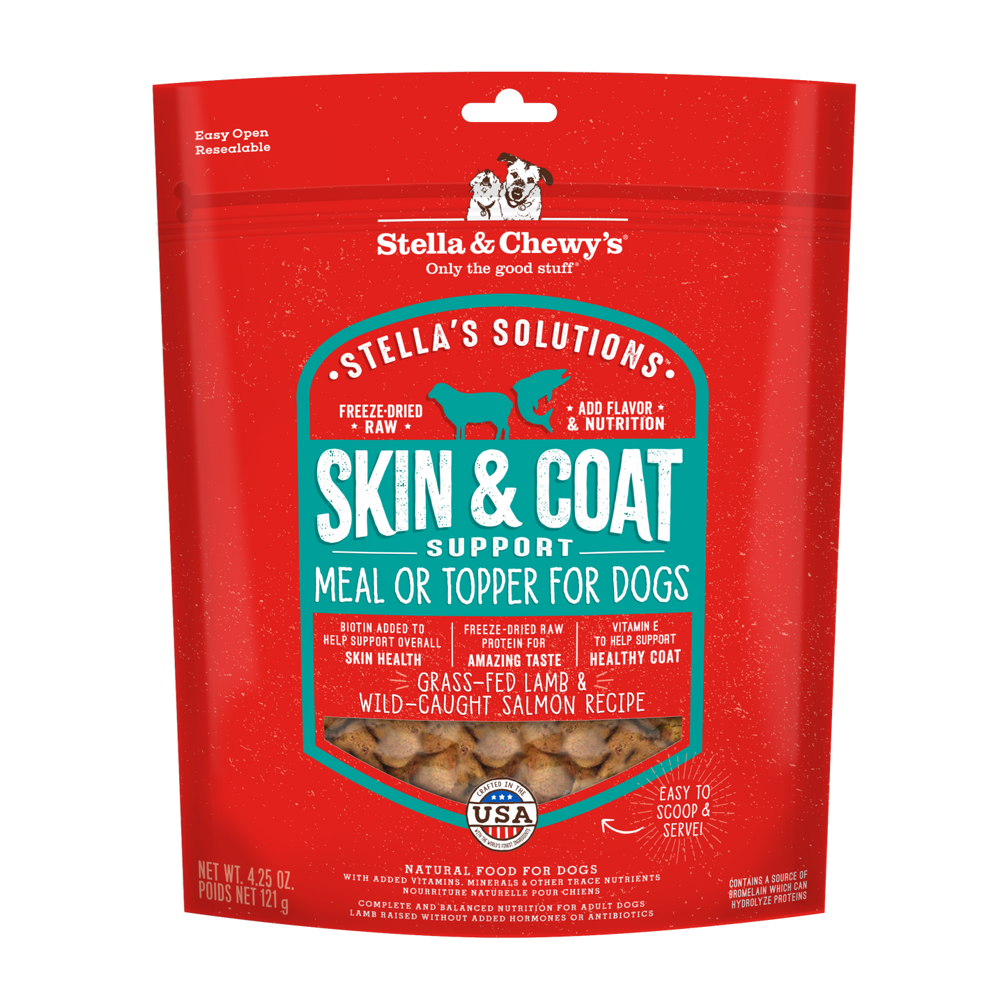 Stella & Chewy's Stella's Solutions Skin & Coat Boost Lamb & Salmon Freeze-Dried Raw Dog Meal or Topper