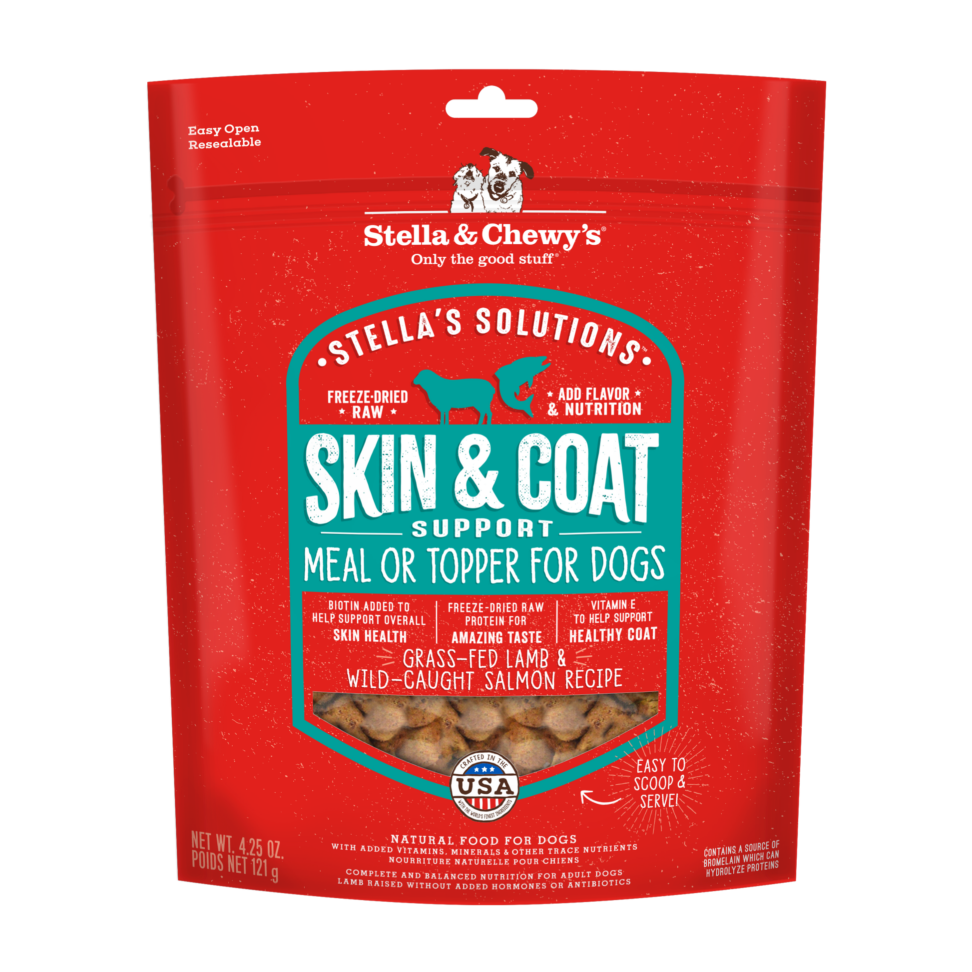 Stella & Chewy's Stella's Solutions Skin & Coat Boost Lamb & Salmon Freeze-Dried Raw Dog Meal or Topper