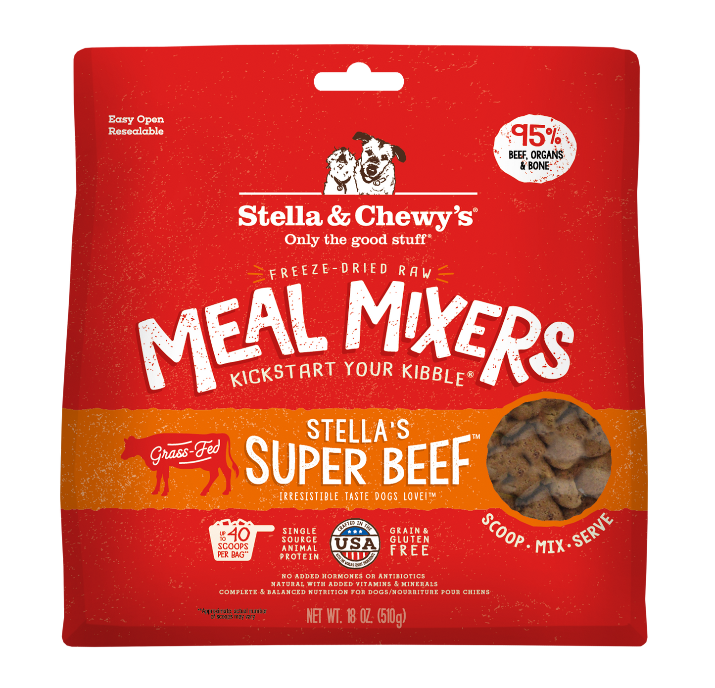 Stella & Chewy's Super Beef Freeze-Dried Raw Dog Meal Mixers