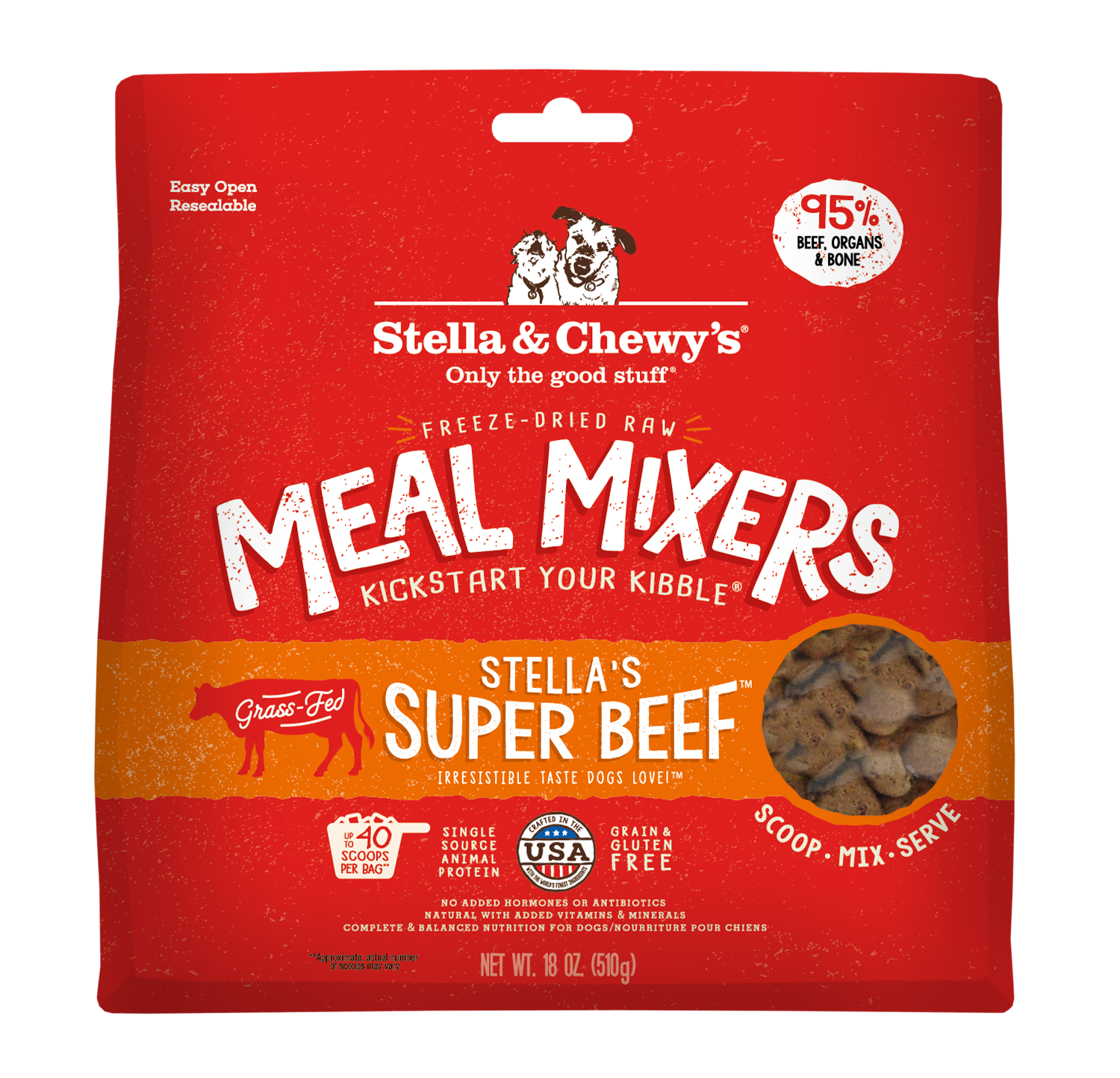 Stella & Chewy's Super Beef Freeze-Dried Raw Dog Meal Mixers