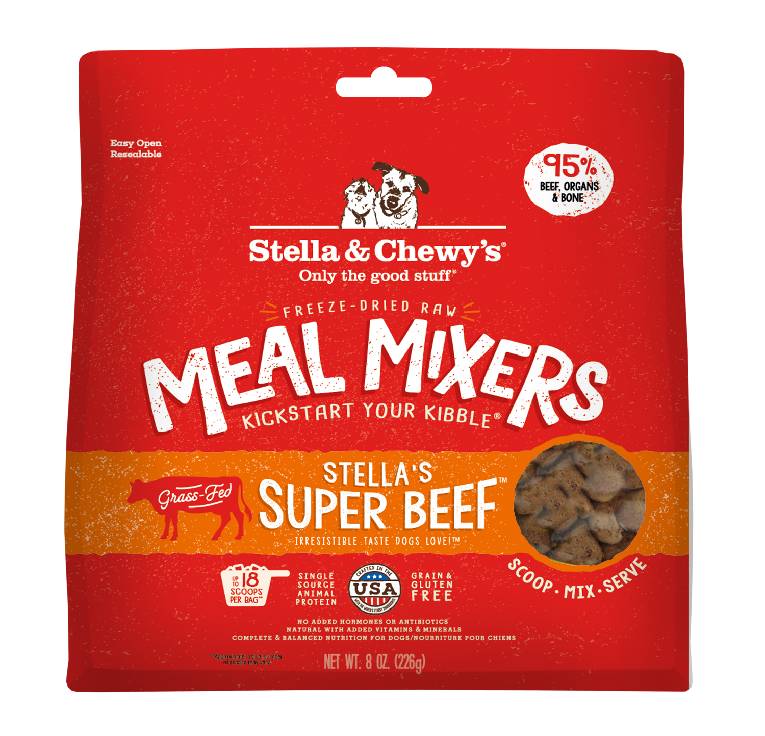 Stella & Chewy's Super Beef Freeze-Dried Raw Dog Meal Mixers