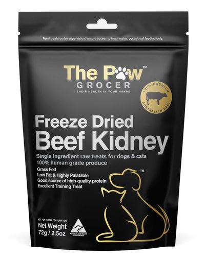 The Paw Grocer Grass-Fed Beef Kidney Freeze-Dried Treats for Cats and Dogs - Raw Superfood Snacks Singapore