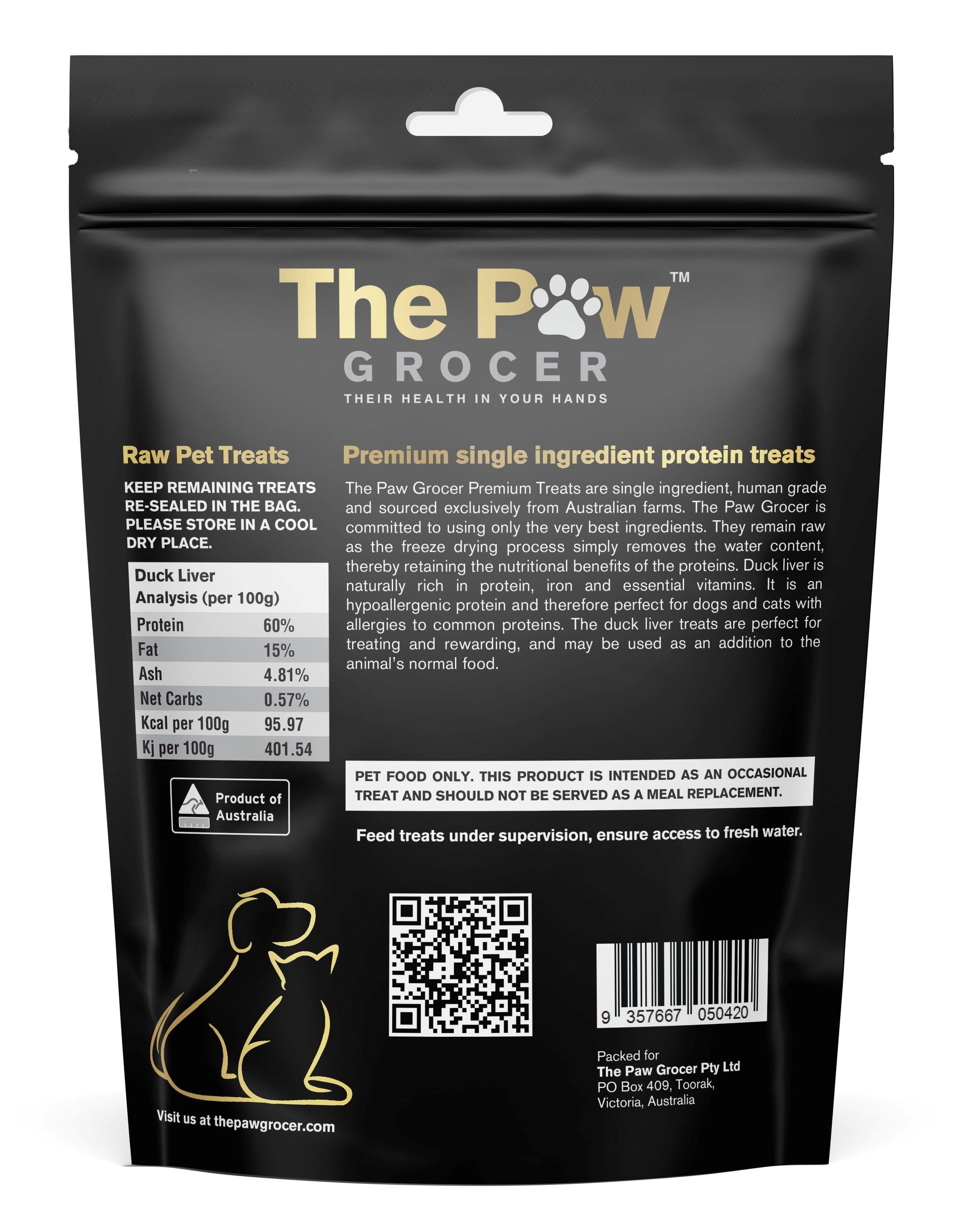 The Paw Grocer Black Label Responsibly Farmed Duck Liver Cat & Dog Treats