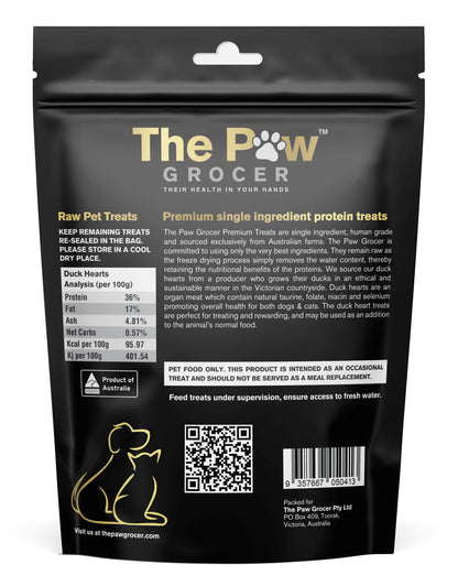 The Paw Grocer Black Label Duck Heart Cat & Dog Treats