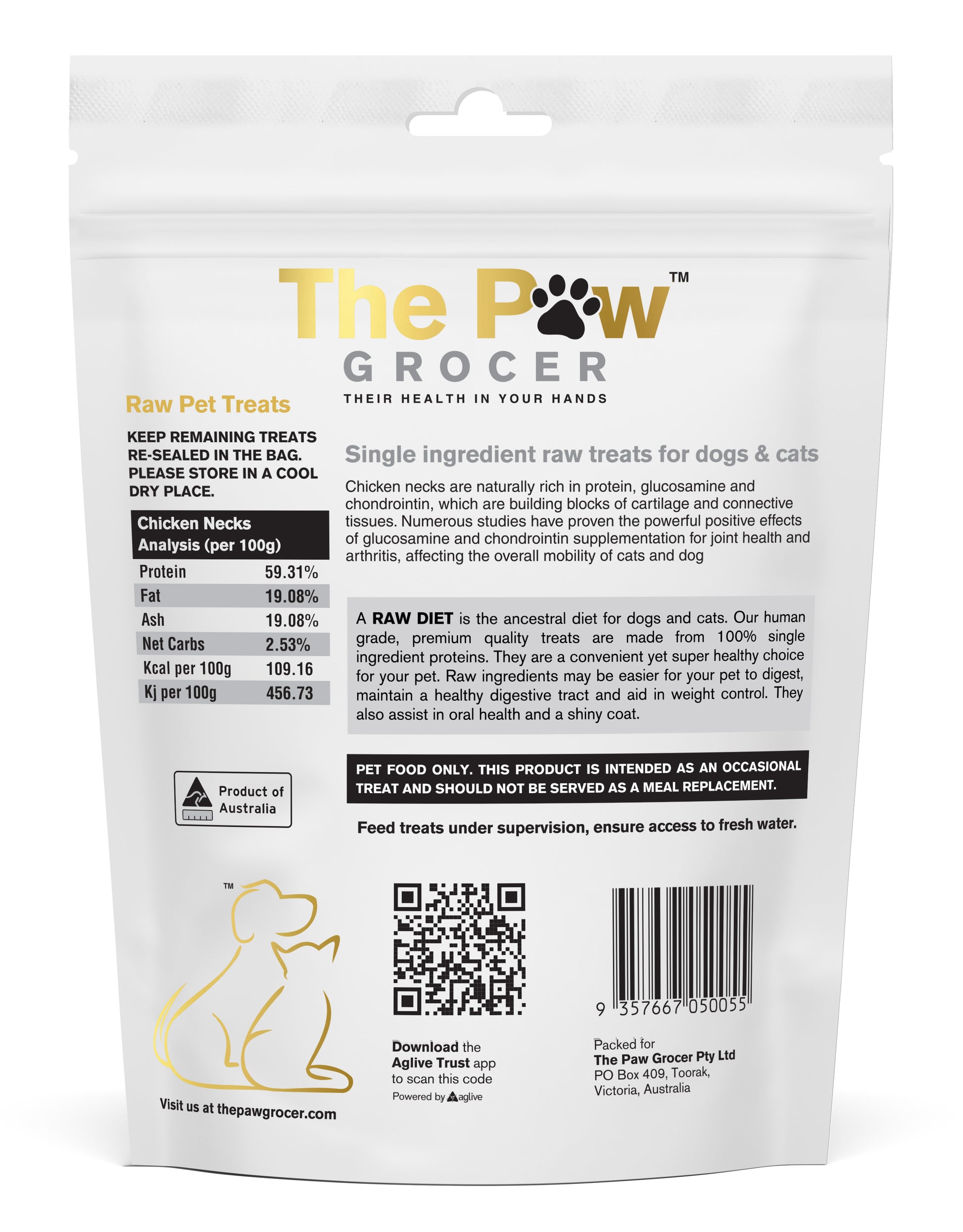 The Paw Grocer Freeze Dried Chicken Necks Cat & Dog Treats