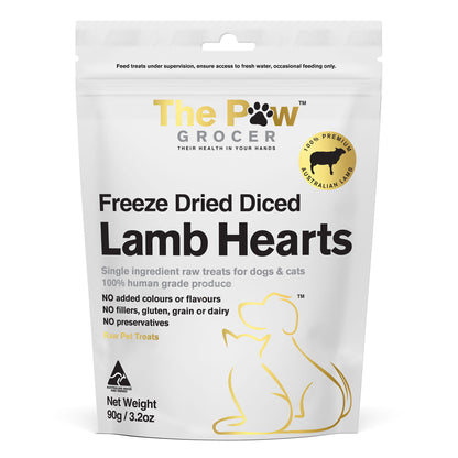 The Paw Grocer Freeze Dried Diced Lamb Hearts Cat & Dog Treats