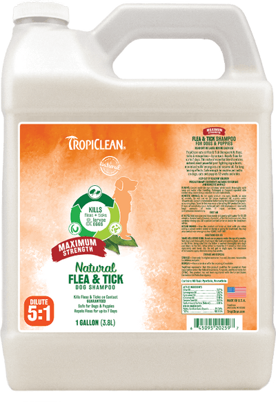 TropiClean Natural Maximum Strength Flea & Tick Shampoo for Dogs 1 gallon