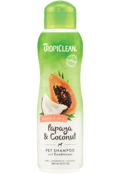 TropiClean Papaya & Coconut 2-in-1 Shampoo and Conditioner for Dogs and Cats
