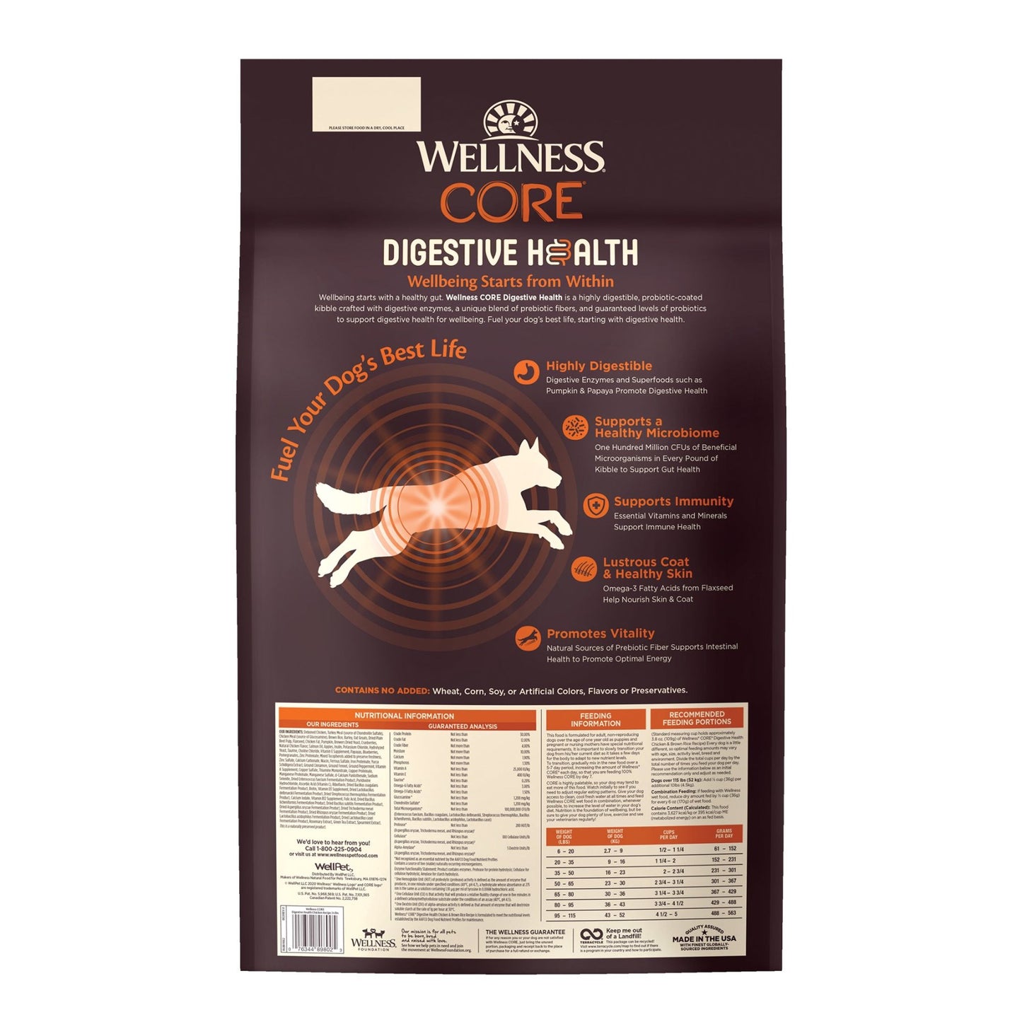 Wellness CORE Digestive Health Dog Food with Chicken and Brown Rice for Optimal Gut Health