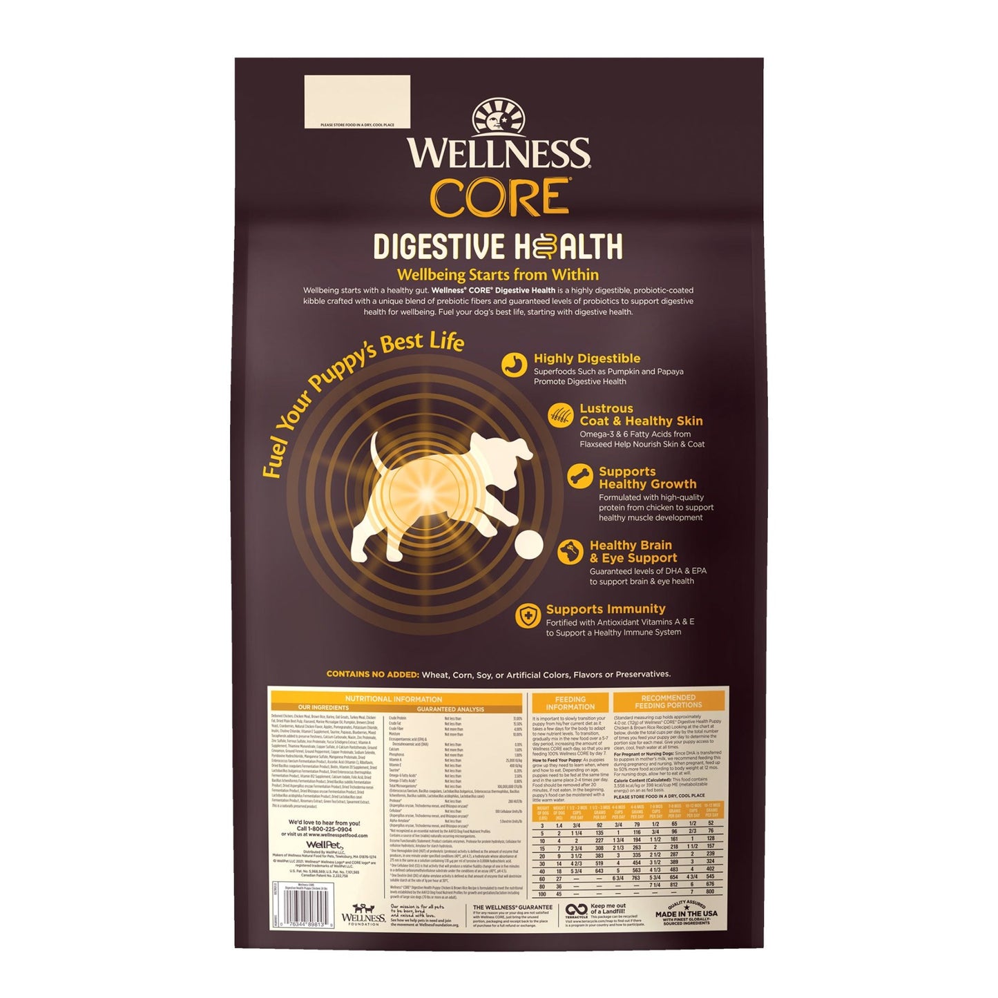 Wellness CORE Digestive Health Puppy Food with Chicken and Brown Rice for Optimal Growth and Gut Health