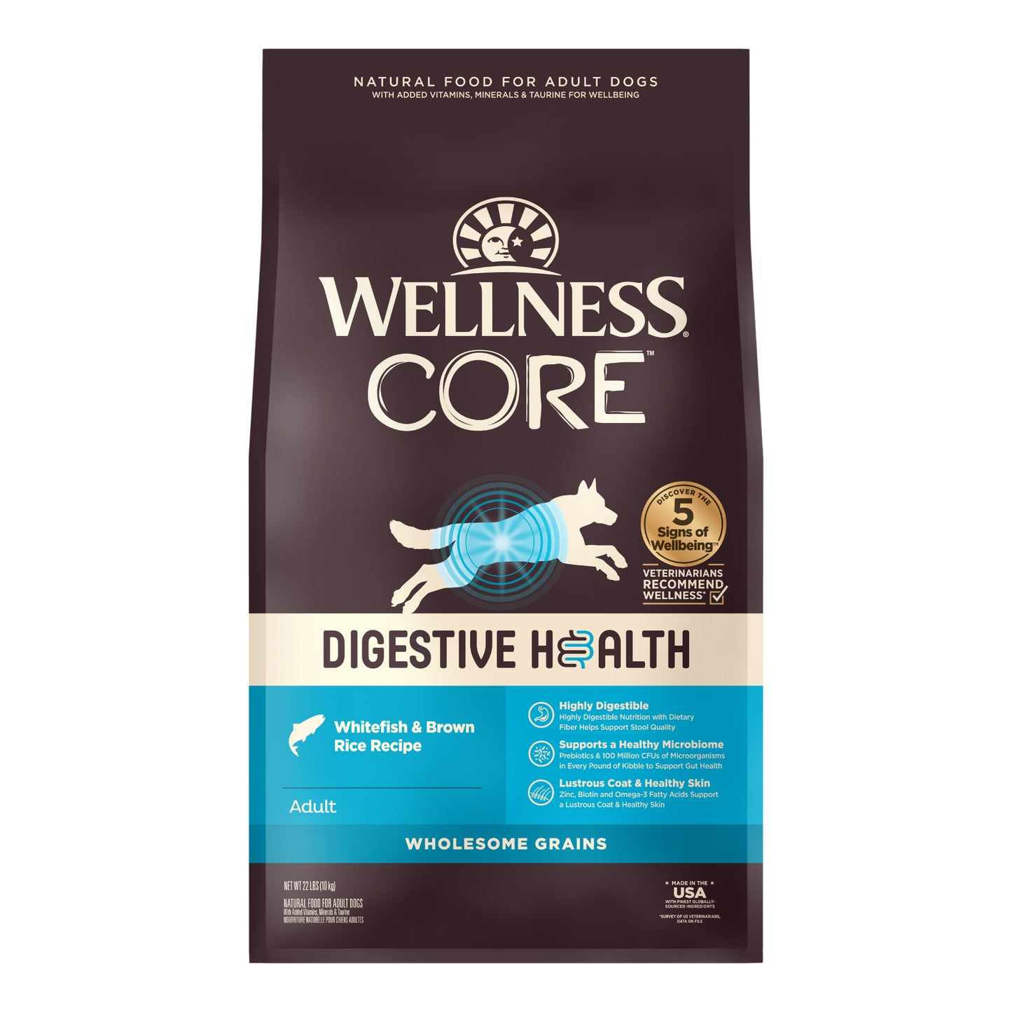 Wellness CORE Digestive Health Dog Food with Whitefish and Brown Rice for Optimal Gut Health