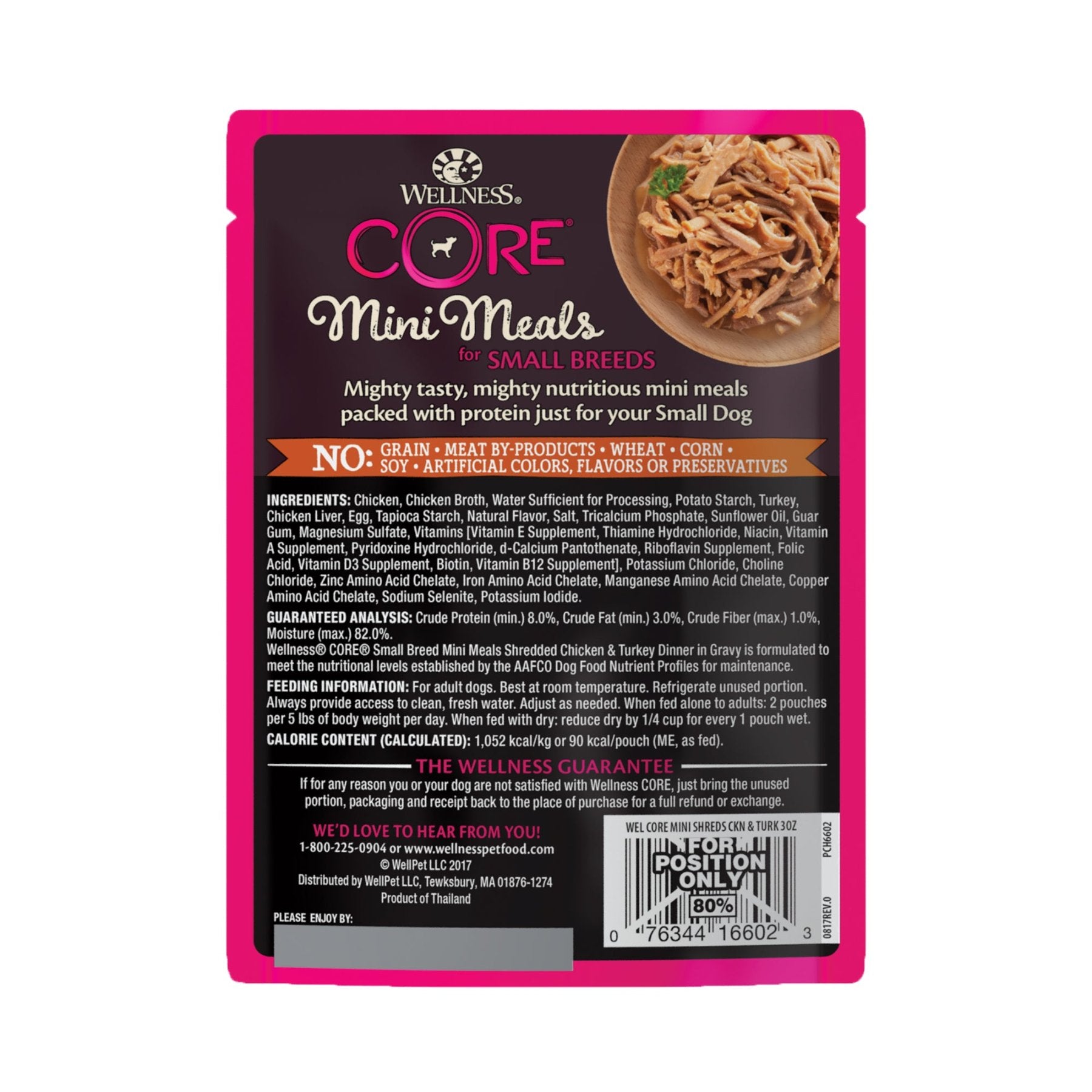 Wellness CORE Small Breed Mini Meals shredded chicken and turkey wet food