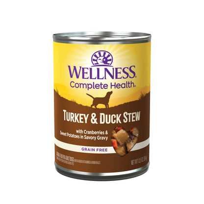 Wellness Complete Health Grain-Free Turkey & Duck Stew with Cranberries & Sweet Potatoes Canned Dog Wet Food