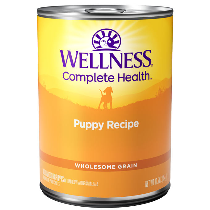 Wellness Complete Health Puppy canned wet dog food with chicken and chicken liver