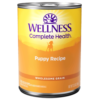 Wellness Complete Health Puppy canned wet dog food with chicken and chicken liver