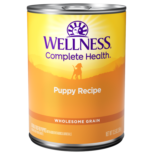 Wellness Complete Health Puppy canned wet dog food with chicken and chicken liver