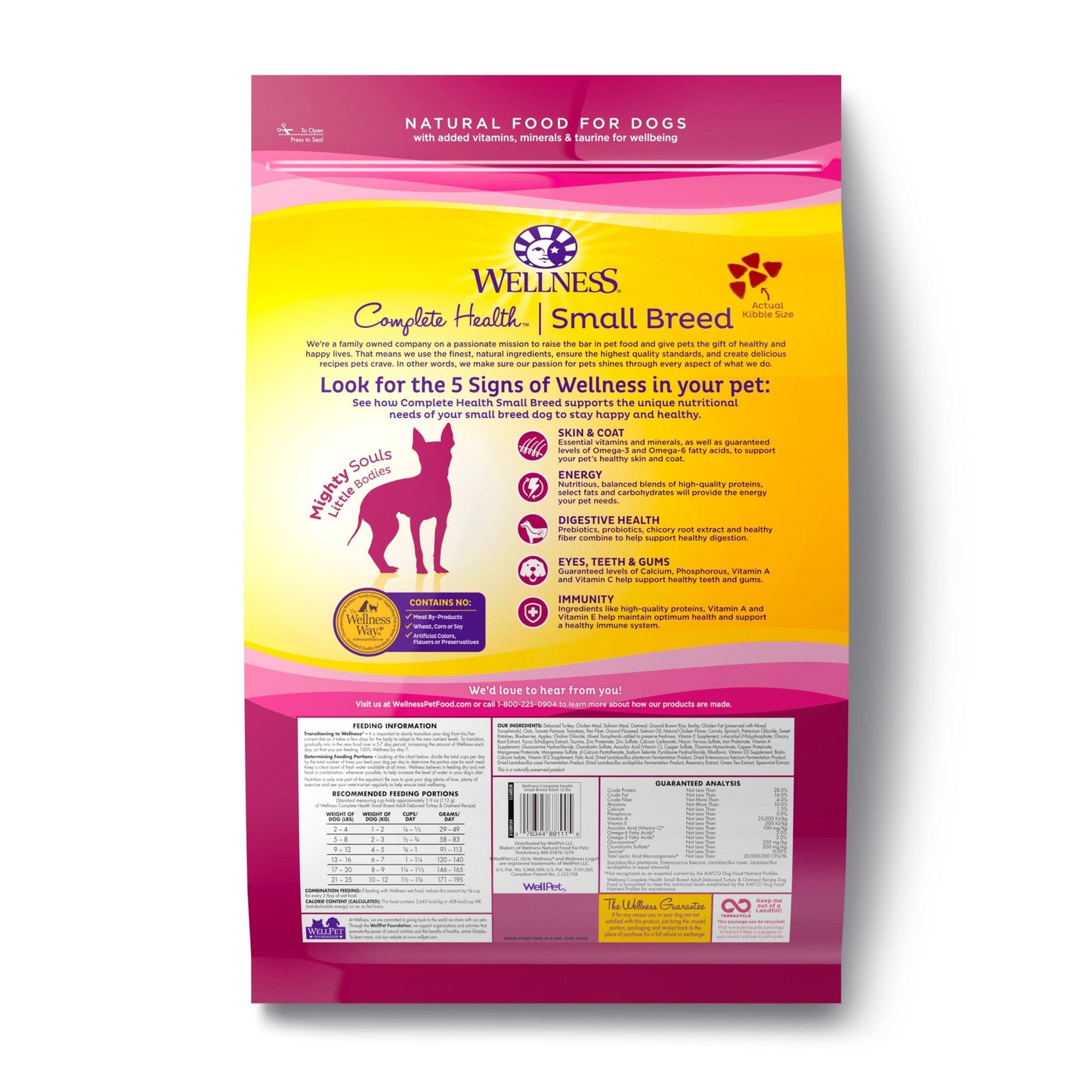 Wellness Complete Health Small Breed Adult dry dog food with turkey and oatmeal