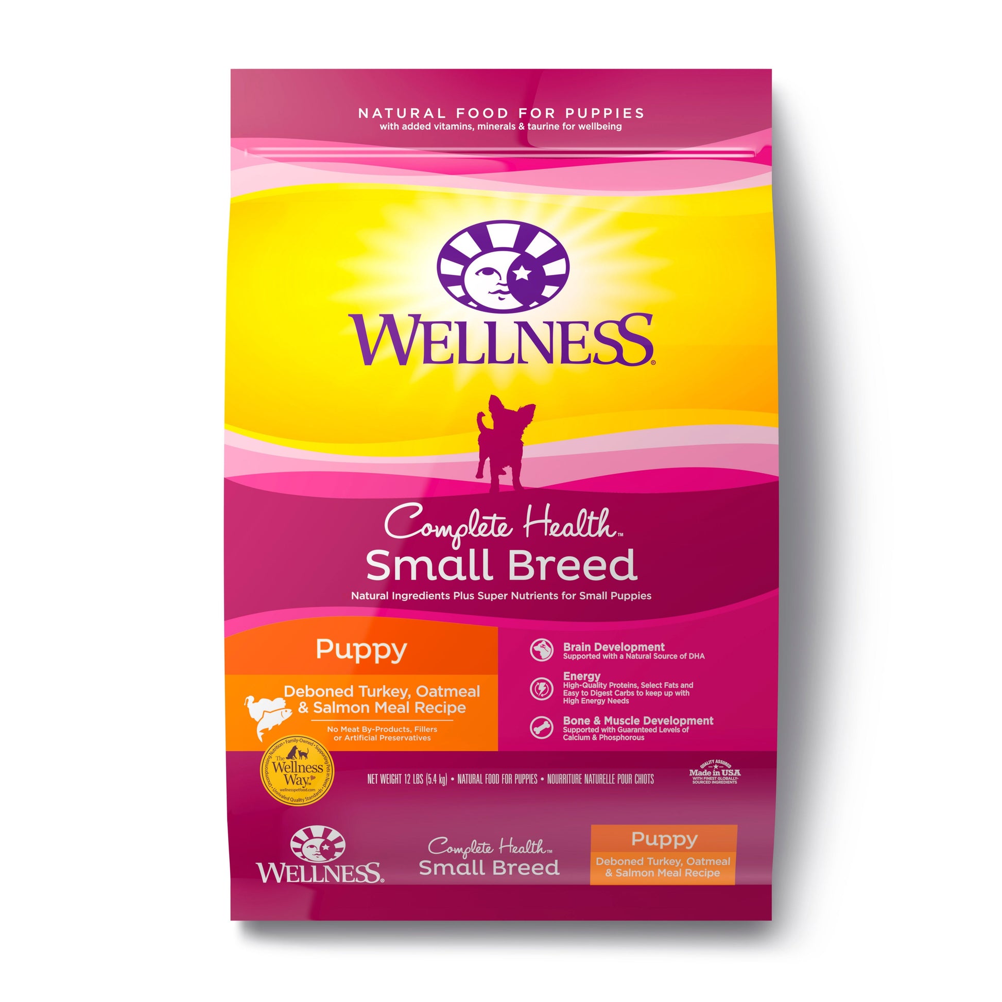 Wellness Complete Health Small Breed Puppy dry food with turkey, salmon, and oatmeal