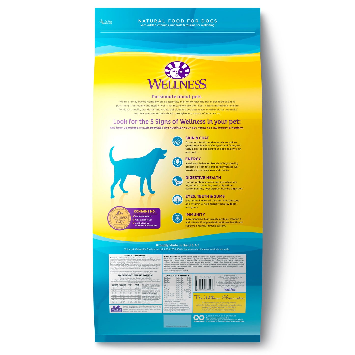 Wellness Complete Health Whitefish & Sweet Potato Dog Dry Food bag