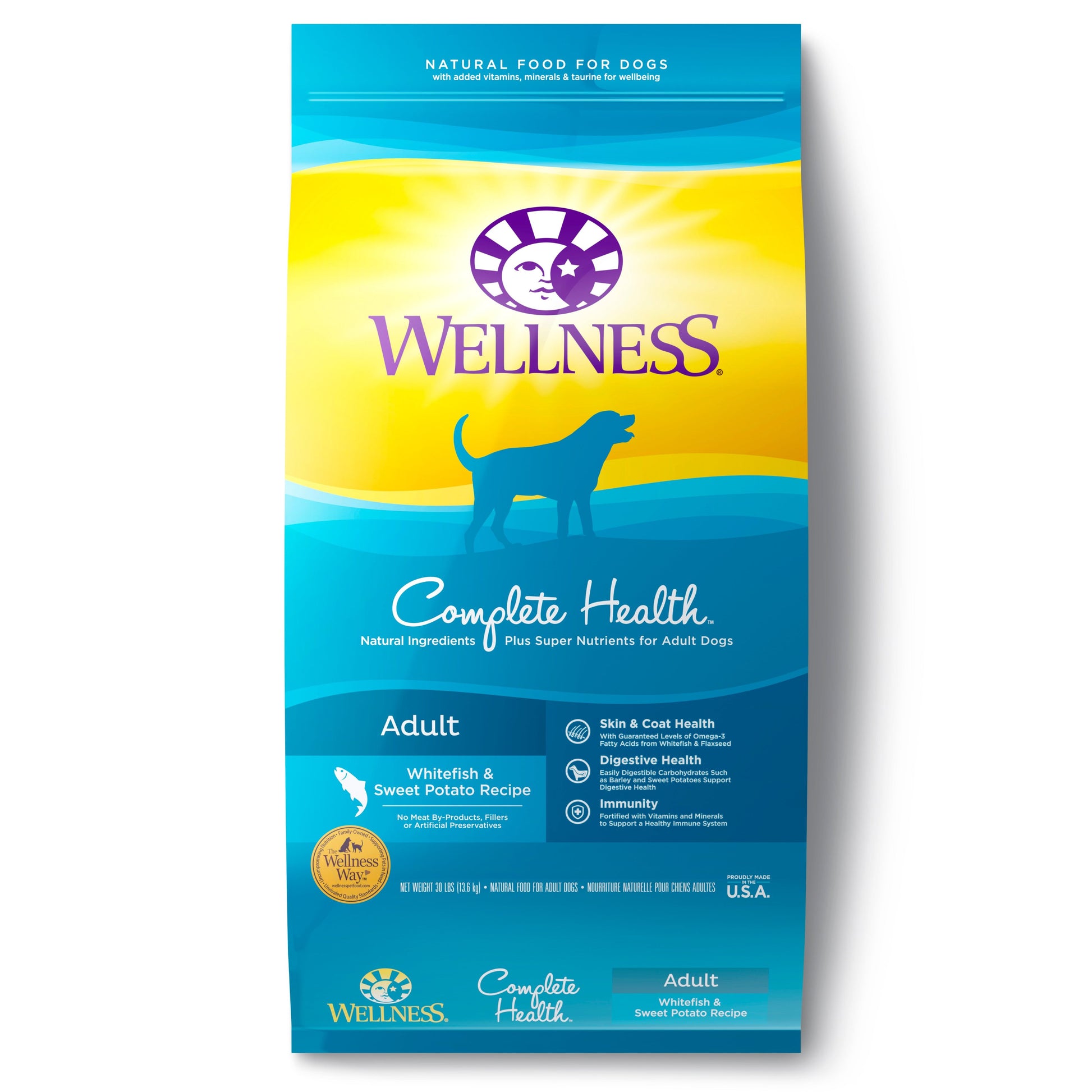 Wellness Complete Health Whitefish & Sweet Potato Dog Dry Food bag