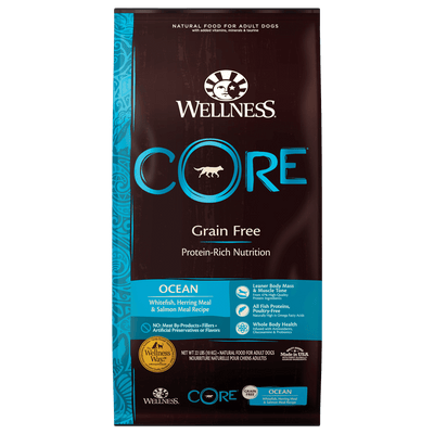 Wellness Core Ocean Grain-Free adult dry dog food with whitefish, herring meal, and salmon meal