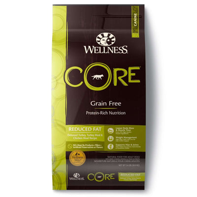 Wellness Core Reduced Fat Grain-Free adult dry dog food with deboned turkey, turkey meal, and chicken meal