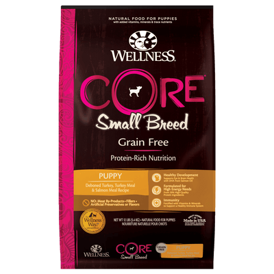 Wellness Core Original Small Breed Grain-Free dry dog food with deboned turkey, turkey meal, and chicken meal