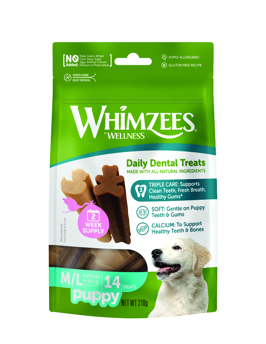 Whimzees soft dental chew treats for puppies' oral health