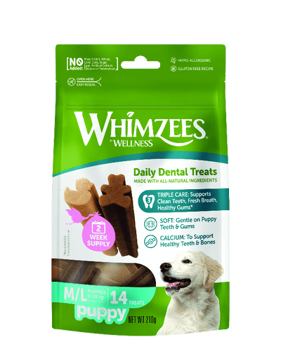 Whimzees Puppy Dental Chew Treats for Small Teeth - Grain Free m or l size