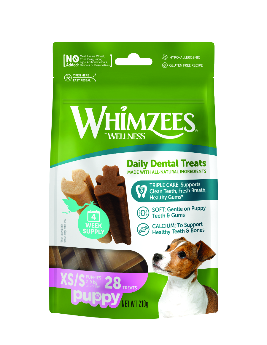 Whimzees soft dental chew treats for puppies' oral health