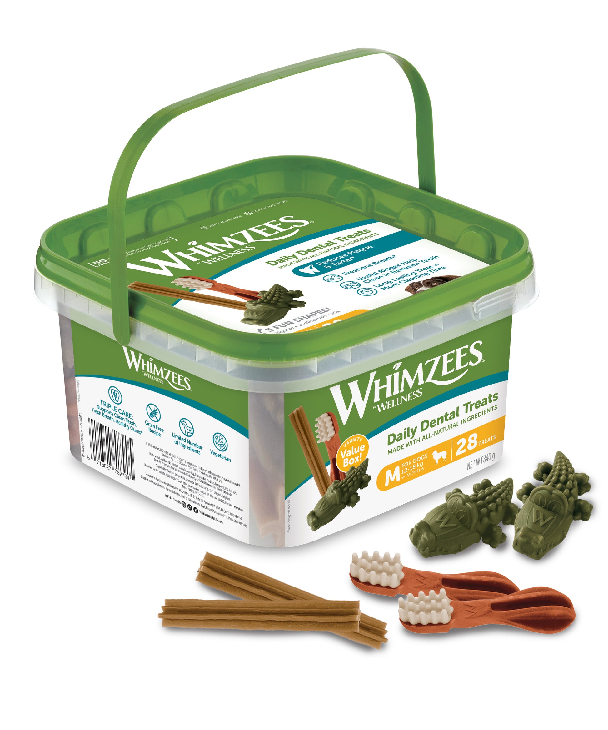 Whimzees variety value box dental chew treats for dogs' oral health