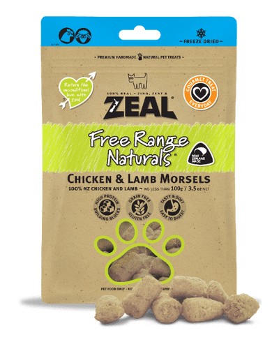 Zeal Free-Range Chicken and Lamb Freeze-Dried Treats for Dogs and Cats