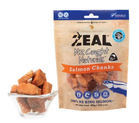 Zeal Wild Caught Salmon Chunks Dog and Cat Treats 85G