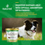 NaturVet Digestive Enzymes product with a dog in the background on a green background