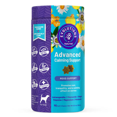 Evolutions NaturVet Advanced Calming Support for dogs packaging on a white background