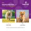 NaturVet Vitapet Adult Daily Vitamins feeding directions with two dogs on a purple background
