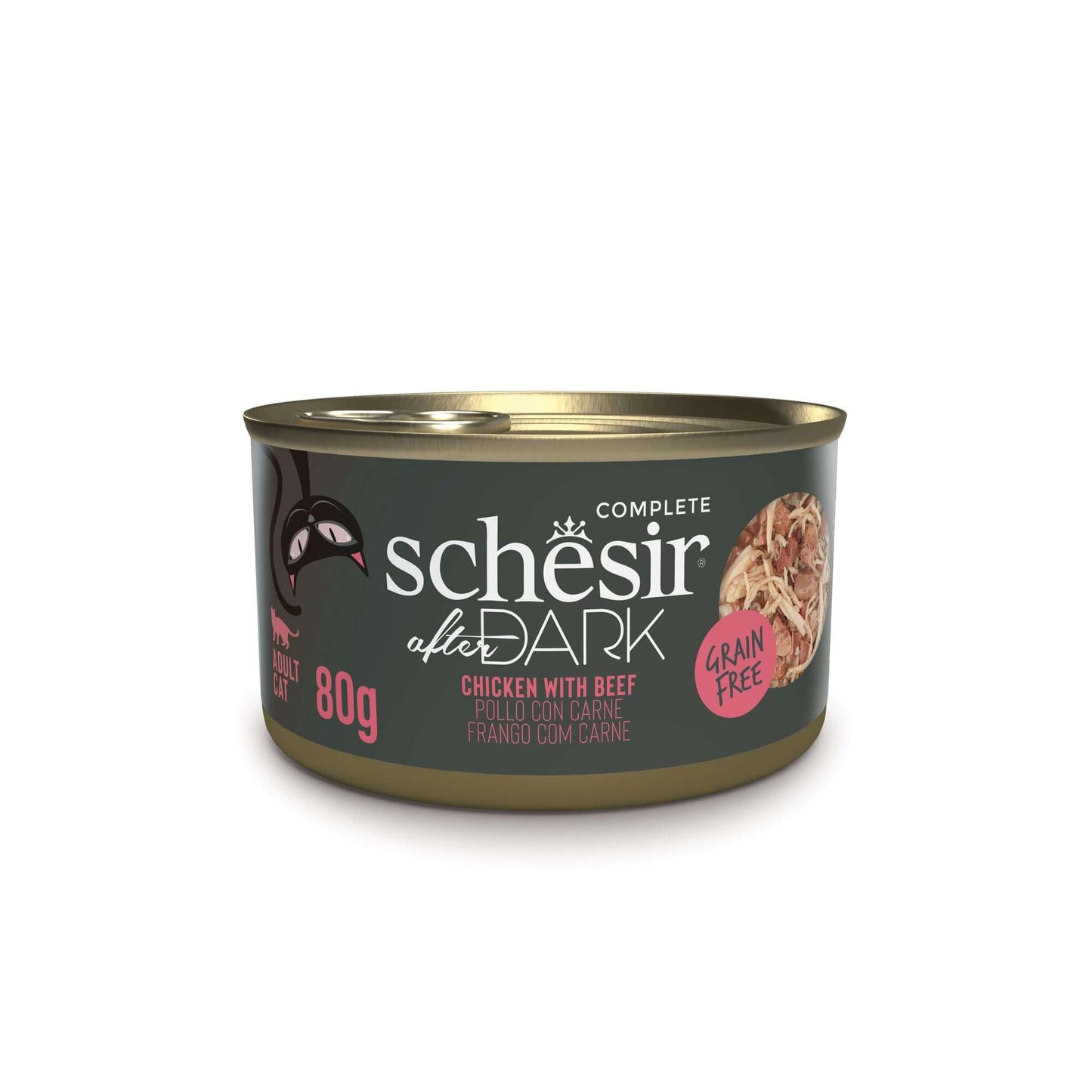 Schesir After Dark Chicken and Beef Canned Cat Food - Grain-Free Wholefood with Organs for Singapore Cats